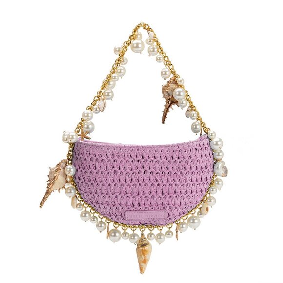 Melie Bianco Purple Sea Shell Clutch Handbag - Picture 6 of 12